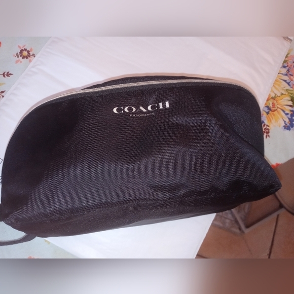 Coach Fragrance Zip Close Black Toiletry/Cosmetics Overnight Bag12" x 5"